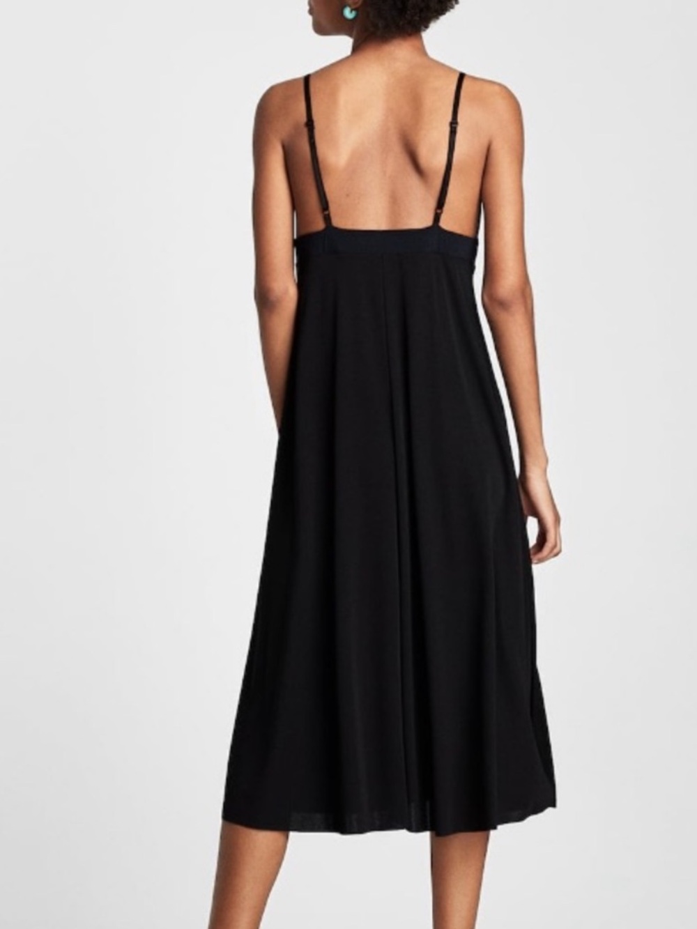 Zara Women’s Black V-Neck Slip Dress, Preppy, Boho, Edgy, Sexy - Picture 4 of 6